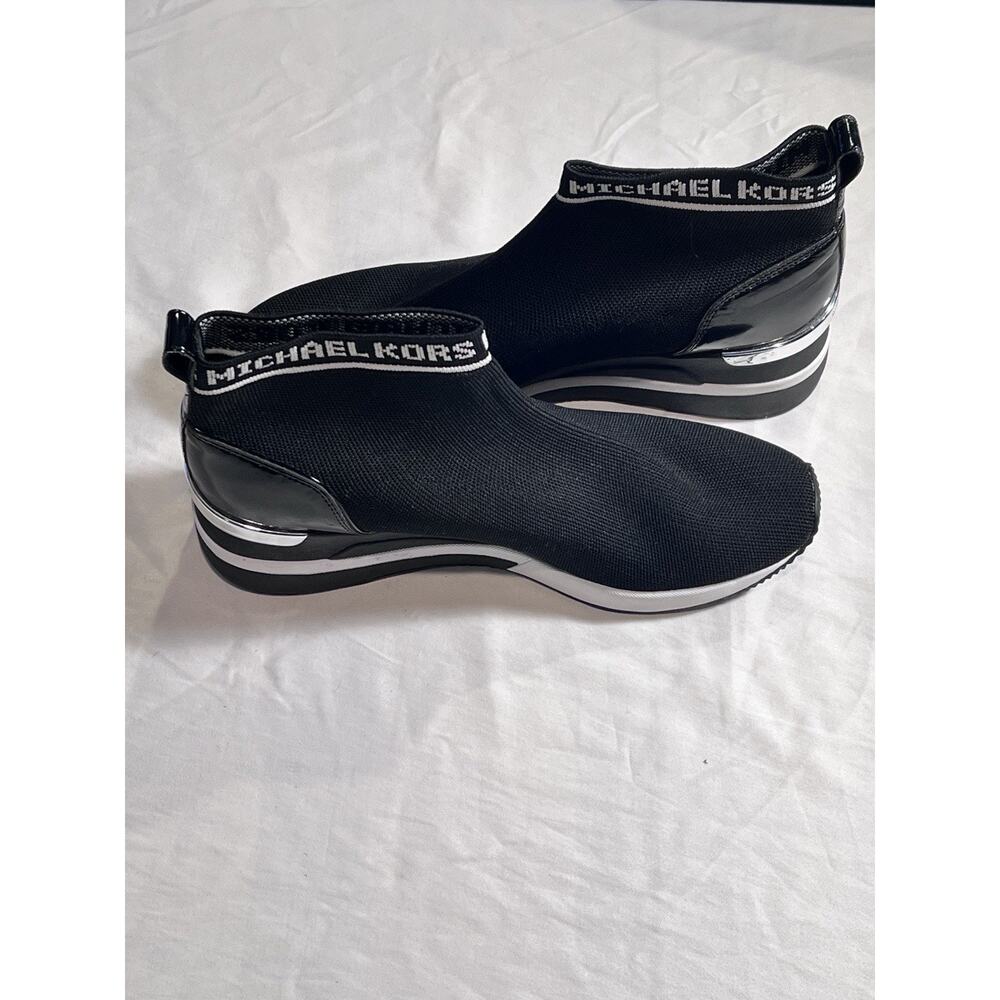 Michael Kors Skyler Slip On Stretch Knit Wedge Sneakers Black Chrome Size 11 - Picture 5 of 7